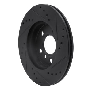 Mini Cooper Brake Rotor (1) - Front Left - R1 Concepts - Drilled & Slotted - Black - `14-`24